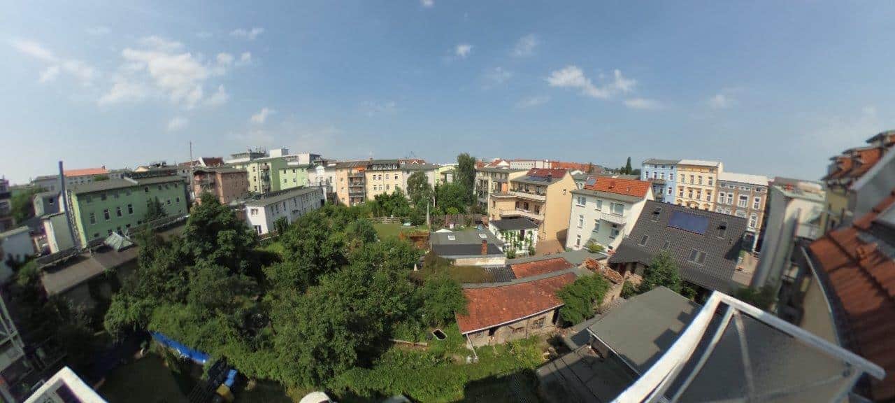 Blick über die Dächer der Kröpeliner-Tor-Vorstadt (KTV) in Rostock – Eigentumswohnung, Referenz 5681.