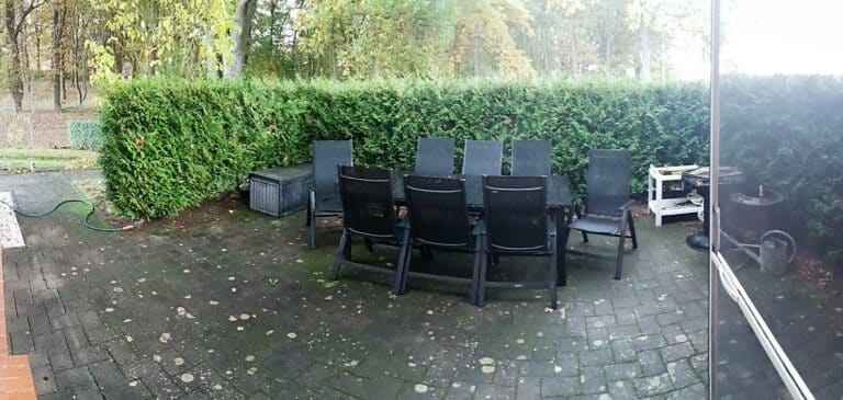 Terrasse des Einfamilienhauses bei Laage (OT Liessow, Landkreis Rostock) mit Blick ins Grüne – Referenzobjekt 5513 – Büchel Immobilien Rostock