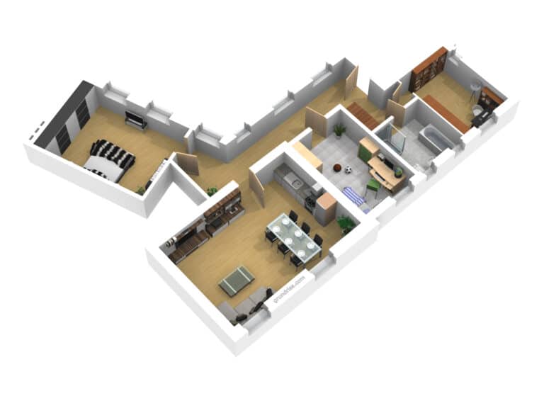 3D-Grundriss der Mietwohnung in Rostock-Stadtmitte – Referenzobjekt 5486 – Büchel Immobilien Rostock