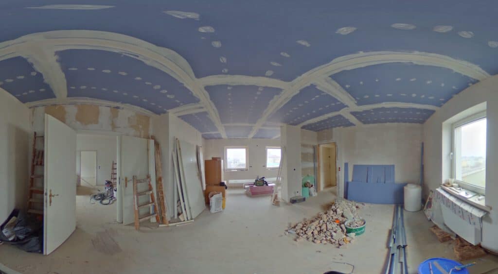 Sanierungsphase mit Trockenbau und Rohinstallation der Mietwohnung in Rostock-Stadtmitte (Richard-Wagner-Straße) – Referenzobjekt 5601 – Büchel Immobilien Rostock