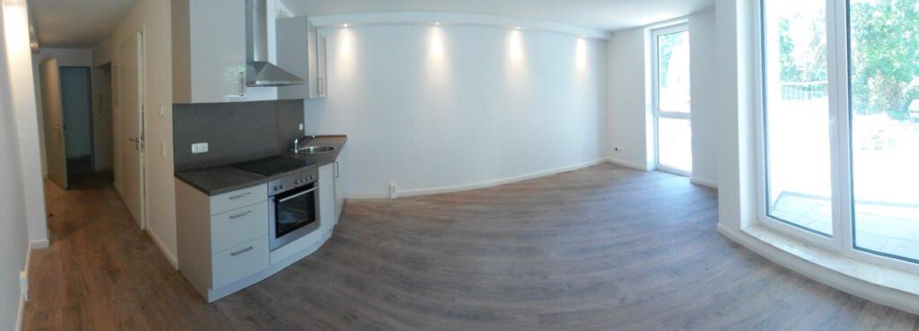 Wohn- und Küchenbereich der Neubau-Mietwohnung in Rostock-Südstadt (Satower Straße) – Referenzobjekt 5522 – Büchel Immobilien Rostock