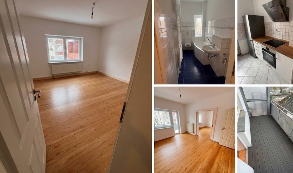 Sanierte 3-Zimmer-Mietwohnung mit Dielen, Wannenbad, Einbauküche und Balkon in Rostock-Tweelviertel – Referenz 5789