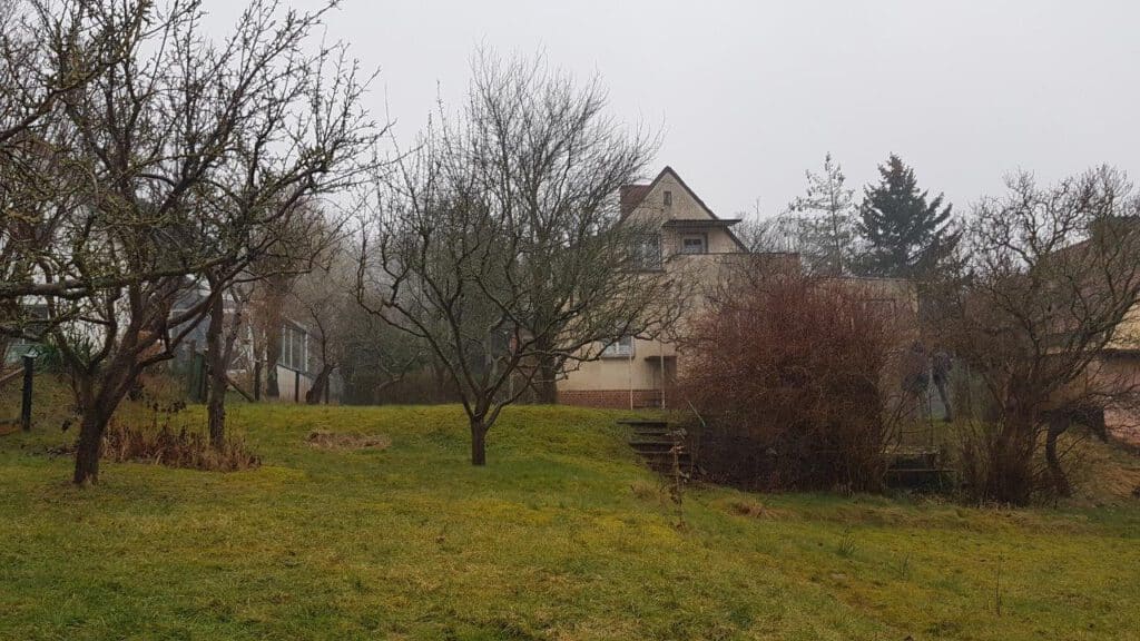 Gartenansicht des unsanierten Einfamilienhauses in Rostock-Brinckmansdorf (Tessiner Straße) – Referenzobjekt 5610 – Büchel Immobilien Rostock