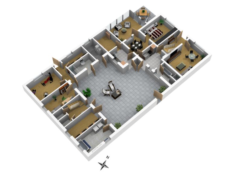 3D-Grundriss des Einfamilienhauses in Zingst mit Raumaufteilung – Referenzobjekt 5655 – Büchel Immobilien Rostock